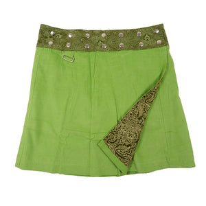 Wickelrock Kord-Stoff Lemongrün mit Paisley Nijens