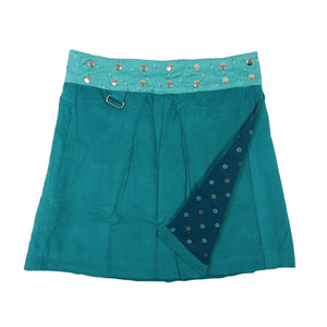 Rock Nijens Wickelrock Kordsamt-Stoff Türkis 2