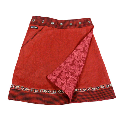 Winter skirt Wrap skirt in light A-shape made of wool red Rocksana Tweed Long Red-223