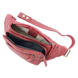 Nijens Crossbody Hunde-Gassi-Tasche Leder Pouch NJ-20 Rot