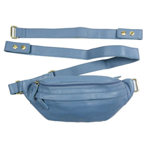 Nijens Leder-Brusttasche Bum-Bag Bauchtasche Hellblau