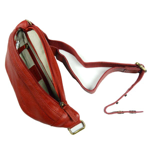 Trendige Leder-Brusttasche Nijens Pouch in Rot
