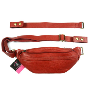 Crossbody Leder Pouch S-XXXL Nijens Bauchtasche Rindsleder Rot Basel