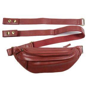 Crossbody Leder Pouch S-XXXL Nijens Bauchtasche Rindsleder in Weinrot Basel NJ-21