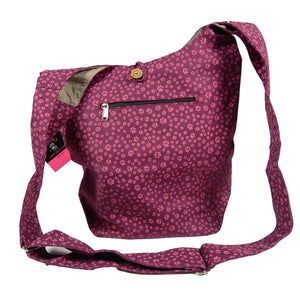 Nijens Schultertasche Small Shopper Canvas mit Hundefußabdruck Magenta