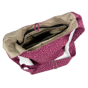 Nijens Schultertasche Small Shopper Canvas mit Hundefußabdruck Magenta 2