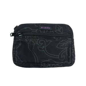 Nijens Kleine Beuteltasche mit Schlaufen - Stoff Täschchen - Black Flowers