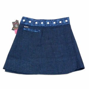 Minirock Wickelrock Nijens NJ-Trufflin Tweed Short-06 dunkelblau - NIJENS