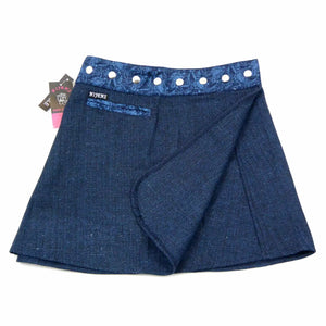 Minirock Wickelrock Nijens NJ-Trufflin Tweed Short-06 dunkelblau - NIJENS