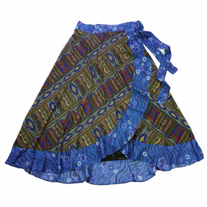 Wickelrock mit Rüschen Gold-Blau