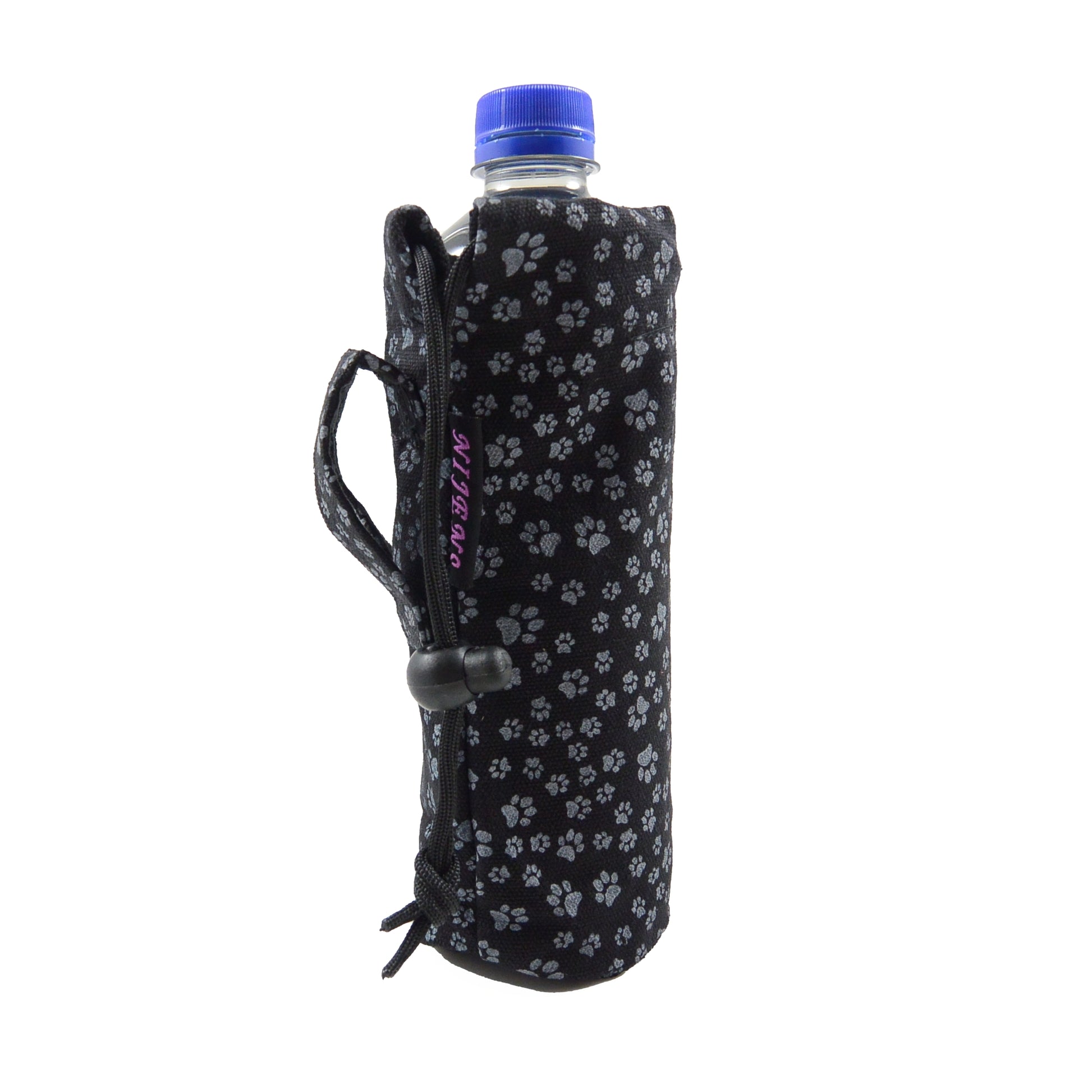 Nijens Tasche Flaschenhalter (Stoff Charcoal Pfoten Motive) für Wasserflaschen 2