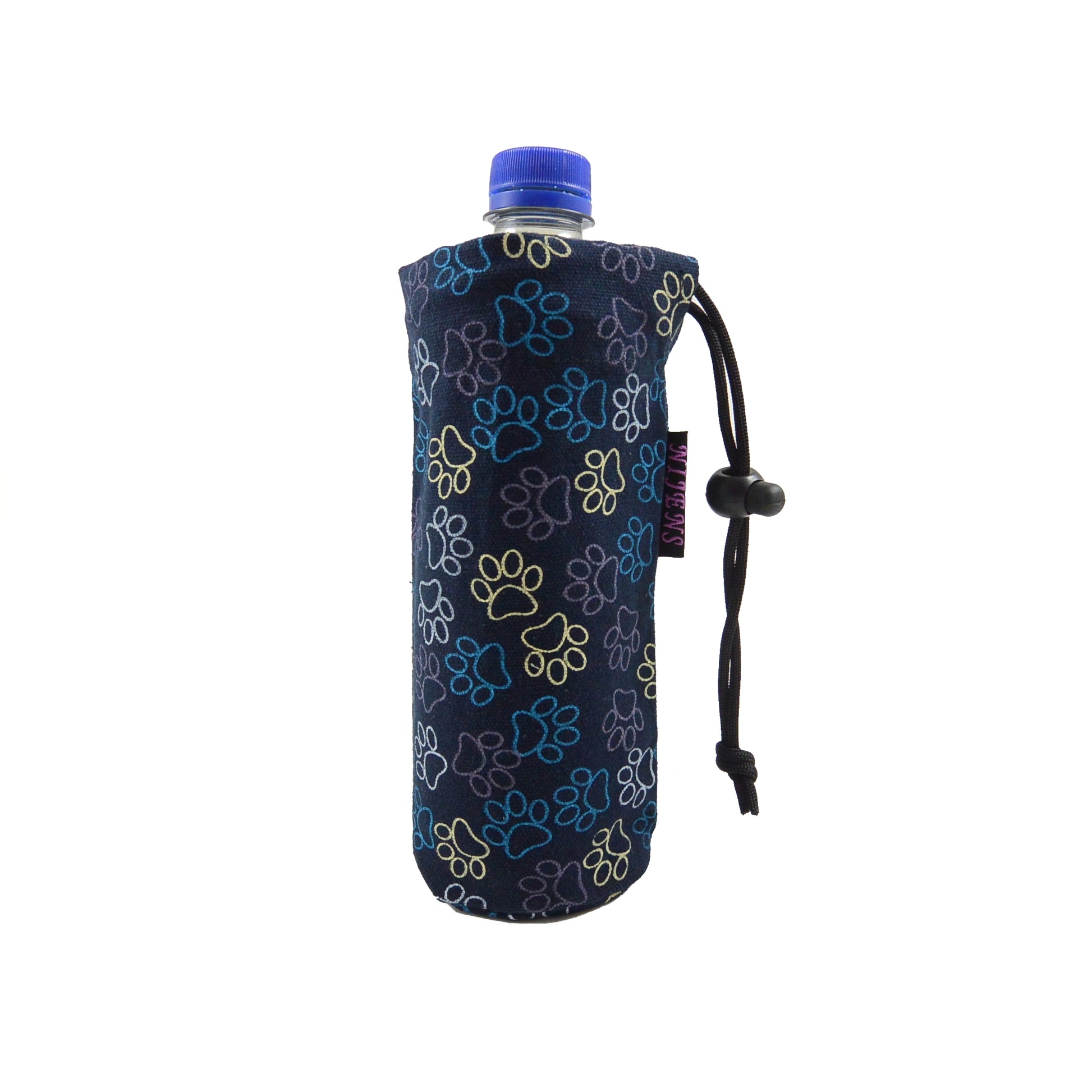 Nijens Flaschenhalter Tasche (Stoff mit Pfoten-Motive) für Wasserflaschen 500 ml - Water Pouch 40