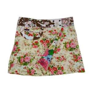 Nijens Wickelrock Damen Rock Stoff Sommerblumen Rosen