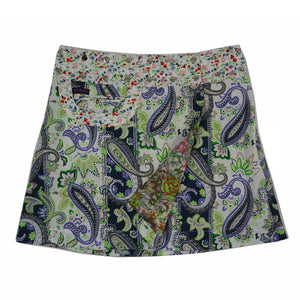 Nijens größenverstellbarer Wickel Rock aus Baumwolle mit Paisley Grün-Blau