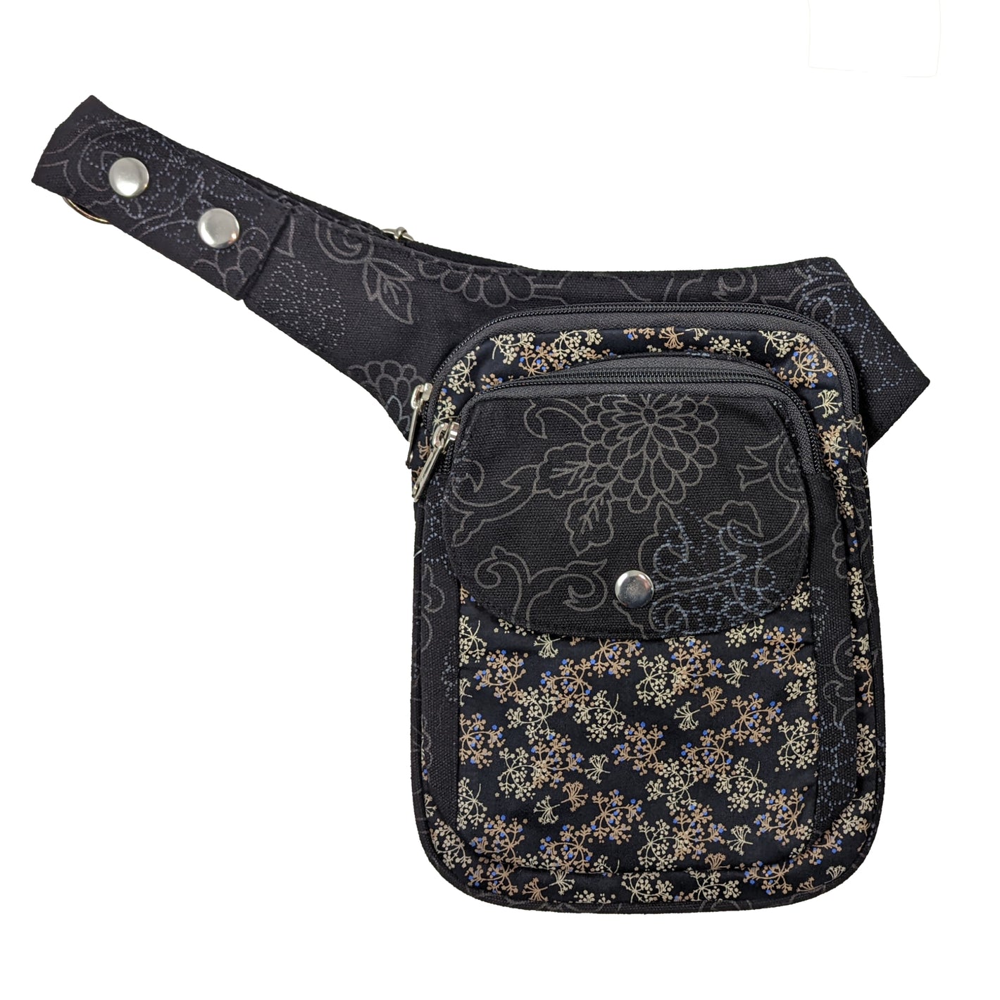 Nijens Leckerli-Tasche Gassitasche mit Blumenmuster schwarz-braun