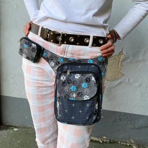 Nijens Futterbeutel für Hunde Leckerlitasche mit Pfoten-Muster Grau-Türkis 2022