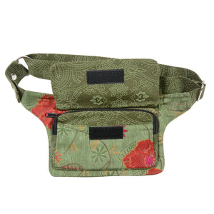 Nijens Bauchtasche Hippie Tasche in Khaki mit Blumen Orange