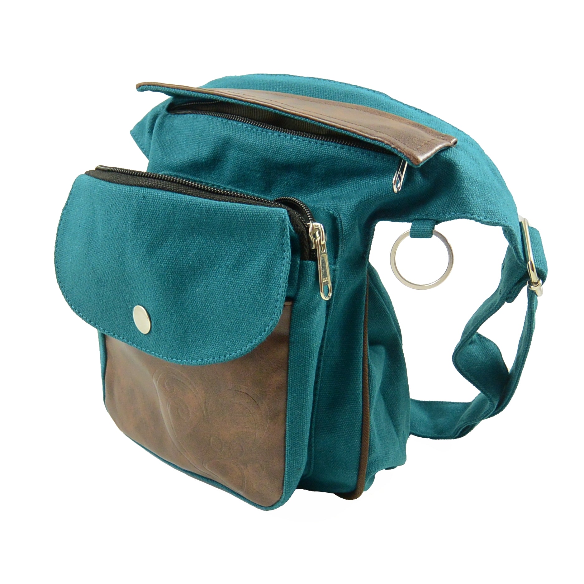 Gassi-Tasche S-XXXL Leckerlitasche Canvas Petrol mit Kunstleder Hundepfote & Herz Motive - Hannover