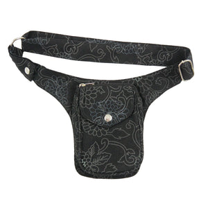 Bauchtasche Stoff Black Flowers Vertikale Gassi-Tasche für Hundesport Nijens