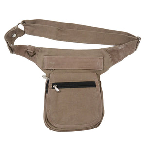 Nijens Vintage Sand Canvas Bauchtasche Leder Beige Farbe