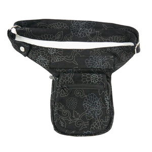Nijens S-XXXL Bauchtasche Canvas mit floralen Motiven in Schwarz