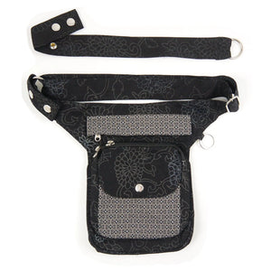 Nijens Gassi-Tasche S-XXXL Stoff Black Flowers