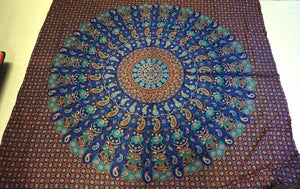 Mandala cover Wall hanging Cotton blue turquoise