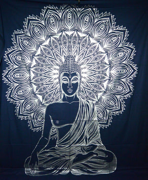 Nijens Bettlaken Tagesdecke Buddha Silver-Blau