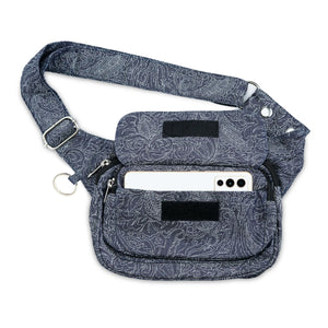 Nijens Hüfttasche Multifunktionale Gassi-Tasche S-XXXL für Hunde (Stoff Jeans Paisley Blau) 2