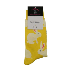 Lustigen Socken Baumwolle Gelb Hase Nijens Shop
