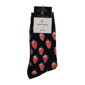 Nijens Lustigen Socken Erdbeere Motiv