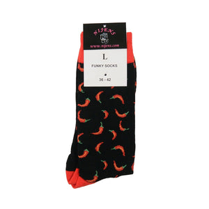 Nijens Lustigen Socken Rote Chilis Motive