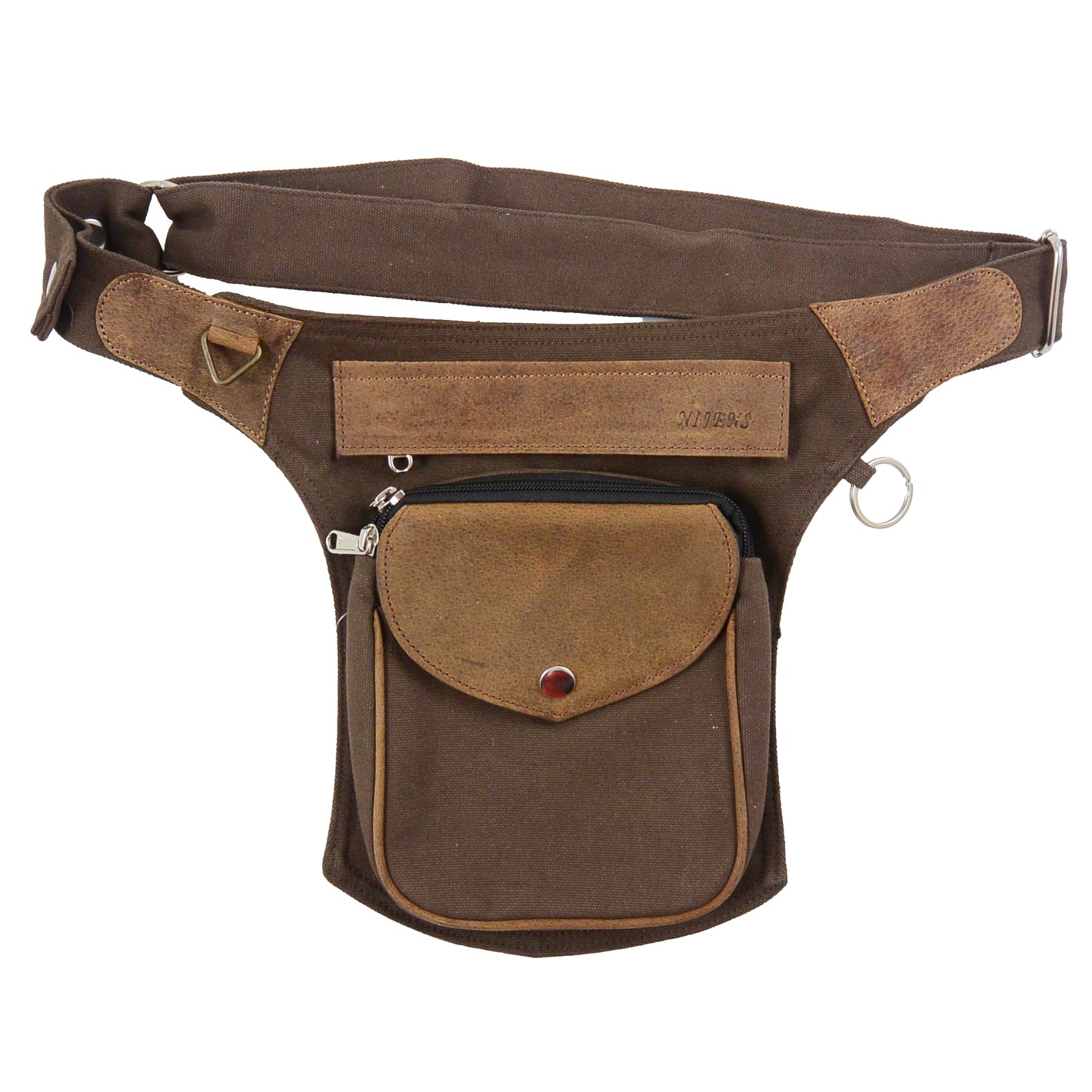 Nijens Gassi-Tasche Leder Vintage Mocca Hip Bag für Hundebesitzer