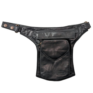 Nijens S-XXXL Gassi-Tasche Leder Schwarz für Hundebesitzer