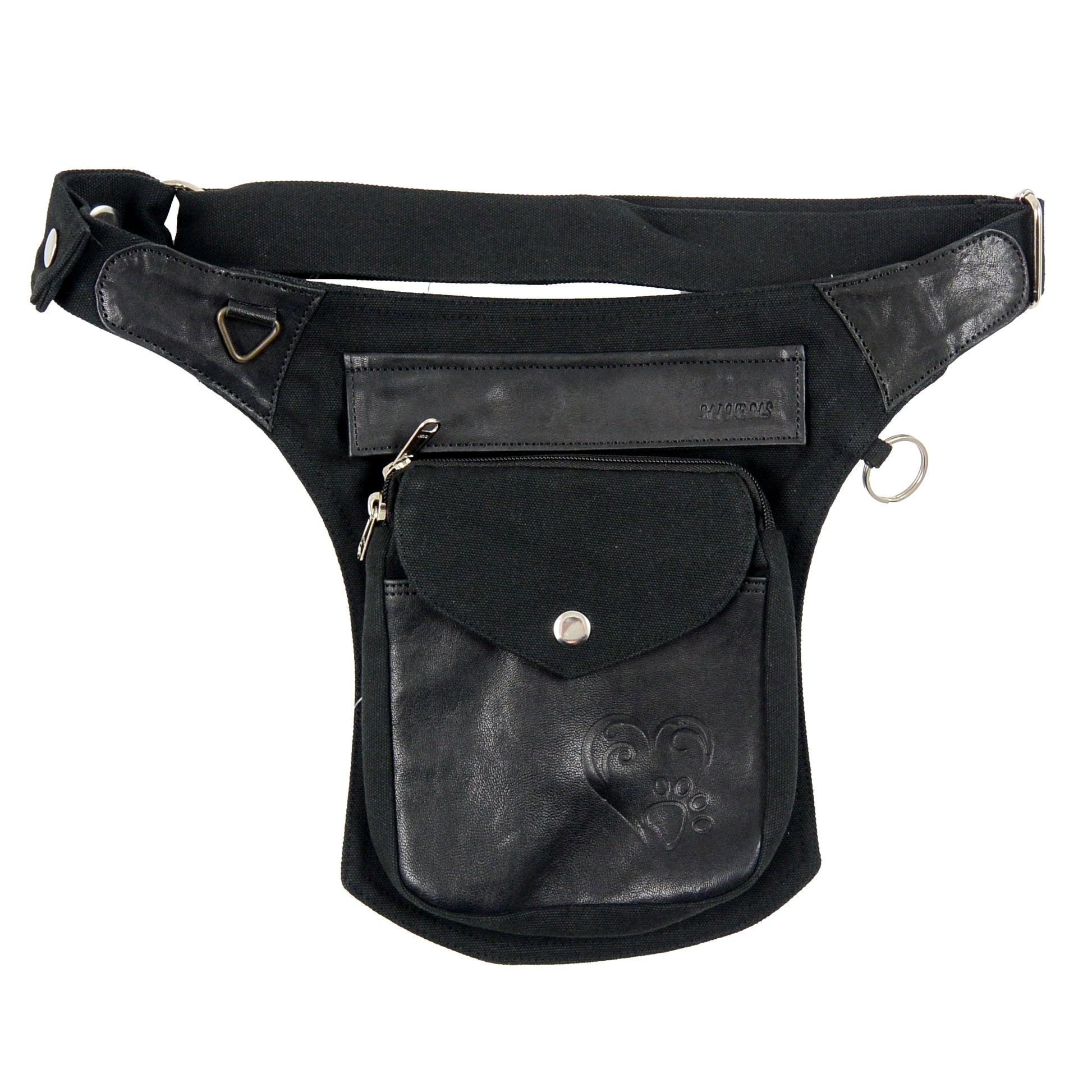 Nijens  S-XXXL Gassi-Tasche Leder Vintage (Schwarz), robuste Leckerli-Tasche für Hundebesitzer