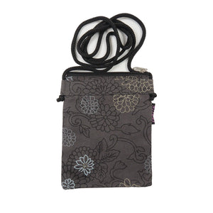 Crossbody Smartphone-Tasche Kleine Tasche Canvas Blumen-Motiv in Anthrazit 2