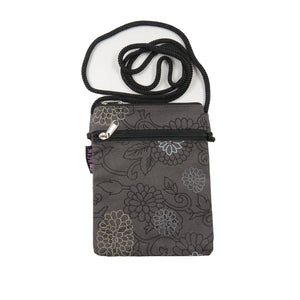 Crossbody Smartphone-Tasche Kleine Tasche Canvas Blumen-Motiv in Anthrazit