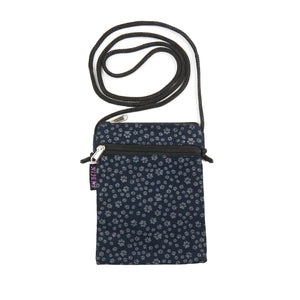 Nijens Bag Kleine Tasche aus Canvas mit Pfoten-Motiv in Nachtblau