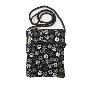 Nijens Stoff Tasche Handy-Tasche mit Pfoten-Motiv Schwarz-Grau