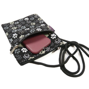 Nijens Stoff Handy-Tasche mit Pfoten-Motiv Schwarz-Grau