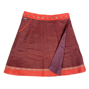 Wenderock XL Winterrock in leichter A-Form aus Wolle/Baumwolle in Rot NIJENS