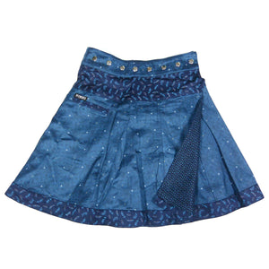 Nijens Wickelrock Damen Winterrock Baumwolle Indigo Blau