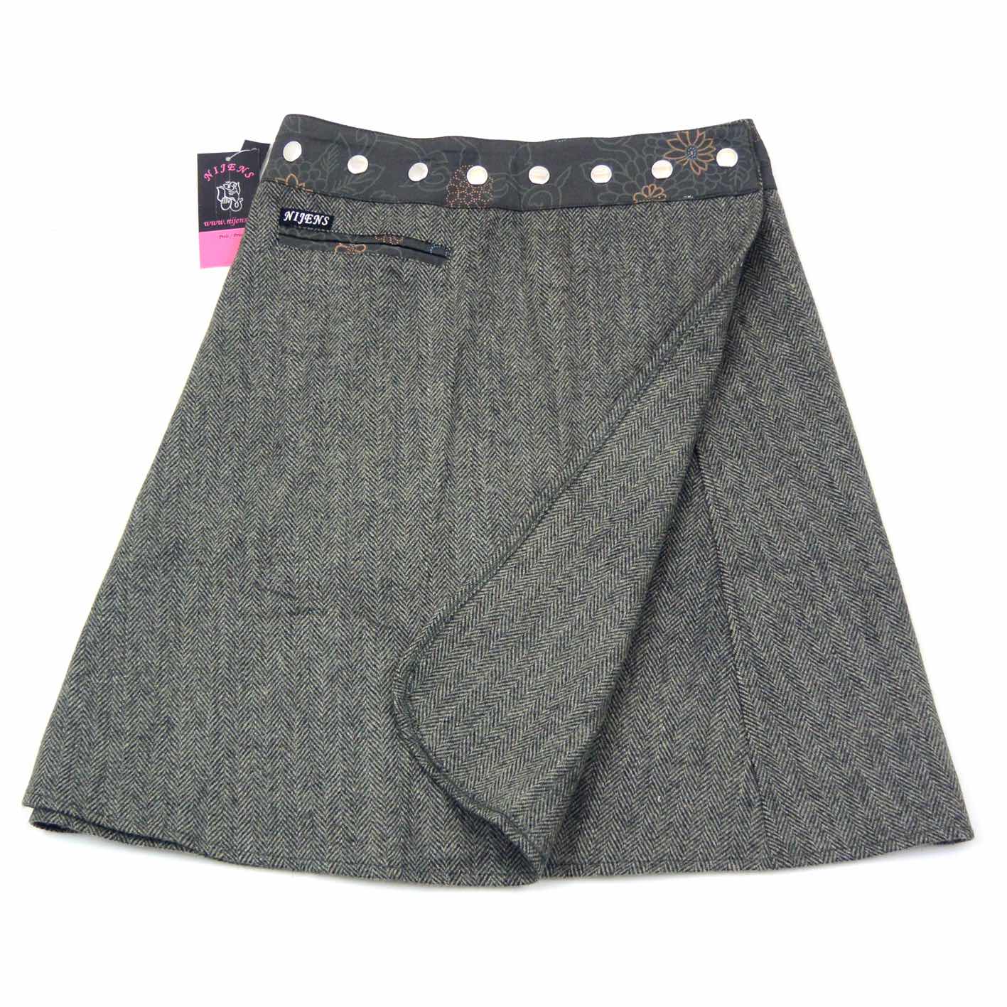 Damen Rock Nijens Trufflin Tweed Long-01 Wickelrock - NIJENS