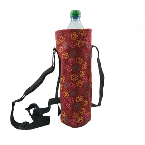 Nijens Flaschen Tasche (Stoff Pfoten Motive Rot-Orange)