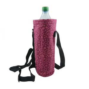 Nijens Flaschen Tasche (Stoff Pfoten Motive Magenta), Flasche-Beutel